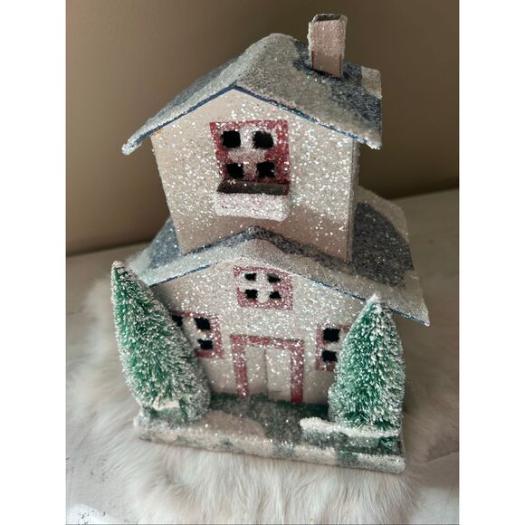 Vintage Christmas House 9.5” Tall - Picture 3 of 7